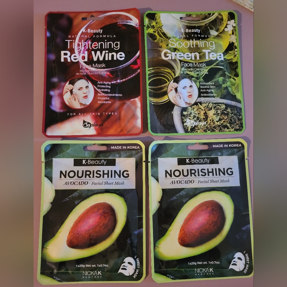 K Beauty Nourishing Avocado and Soothing Green Tea Face Masks